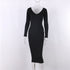 Long Skirt Deep V-neck Long-sleeved Knitted Jumper - ROUTINE FASHION